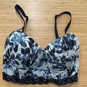Adore Me Blue and Black Lace Bra